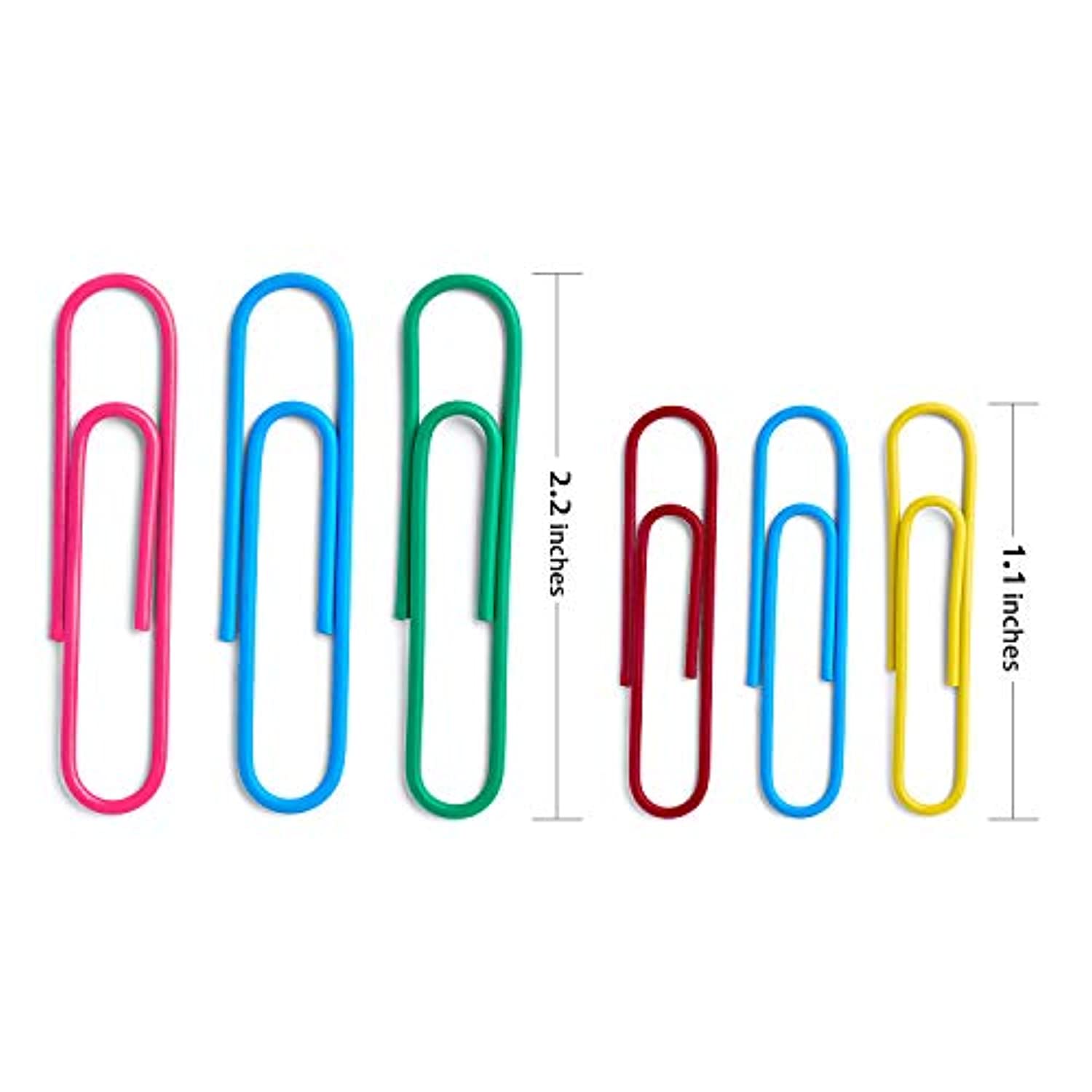 The image of paper clips of various colors. Colored paper clips